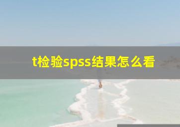 t检验spss结果怎么看