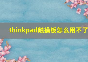 thinkpad触摸板怎么用不了