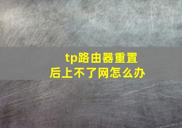 tp路由器重置后上不了网怎么办