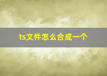 ts文件怎么合成一个