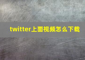 twitter上面视频怎么下载