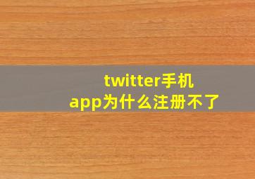 twitter手机app为什么注册不了