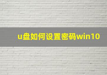 u盘如何设置密码win10