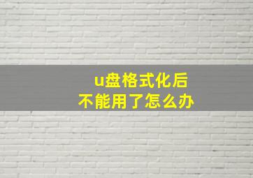 u盘格式化后不能用了怎么办