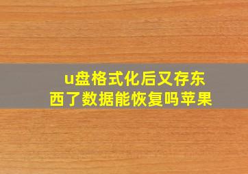 u盘格式化后又存东西了数据能恢复吗苹果