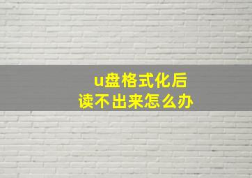 u盘格式化后读不出来怎么办