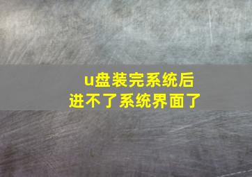 u盘装完系统后进不了系统界面了