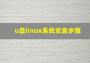 u盘linux系统安装步骤