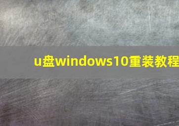 u盘windows10重装教程