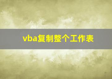 vba复制整个工作表