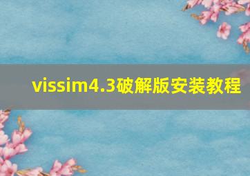 vissim4.3破解版安装教程