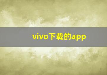 vivo下载的app