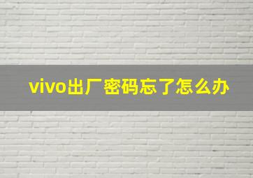 vivo出厂密码忘了怎么办