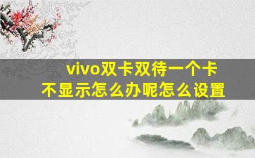 vivo双卡双待一个卡不显示怎么办呢怎么设置