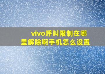 vivo呼叫限制在哪里解除啊手机怎么设置