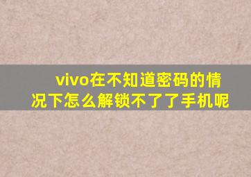 vivo在不知道密码的情况下怎么解锁不了了手机呢