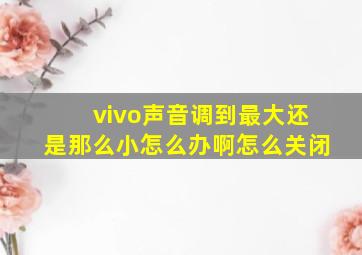 vivo声音调到最大还是那么小怎么办啊怎么关闭