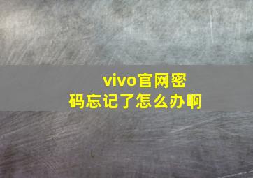 vivo官网密码忘记了怎么办啊