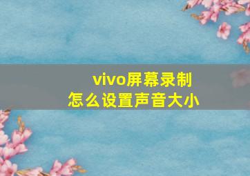 vivo屏幕录制怎么设置声音大小