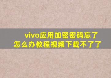 vivo应用加密密码忘了怎么办教程视频下载不了了