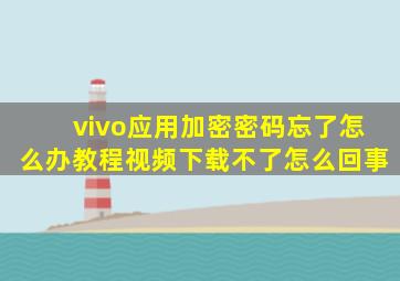 vivo应用加密密码忘了怎么办教程视频下载不了怎么回事