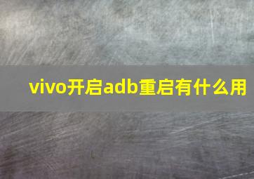 vivo开启adb重启有什么用