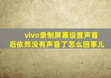 vivo录制屏幕设置声音后依然没有声音了怎么回事儿