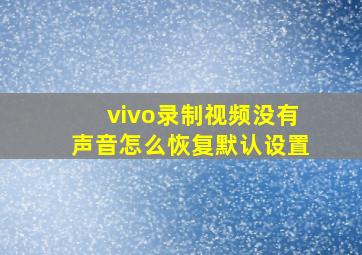 vivo录制视频没有声音怎么恢复默认设置