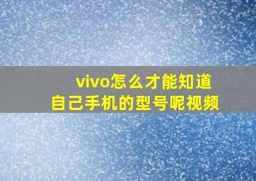 vivo怎么才能知道自己手机的型号呢视频