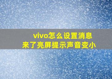 vivo怎么设置消息来了亮屏提示声音变小