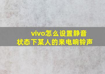 vivo怎么设置静音状态下某人的来电响铃声