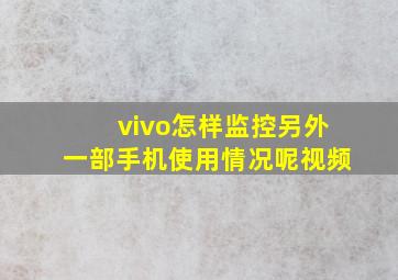 vivo怎样监控另外一部手机使用情况呢视频