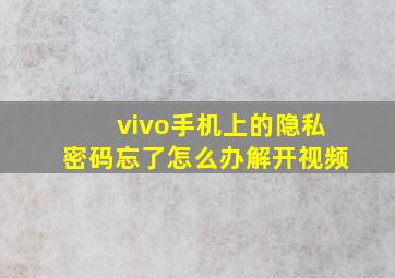 vivo手机上的隐私密码忘了怎么办解开视频