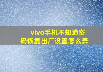 vivo手机不知道密码恢复出厂设置怎么弄