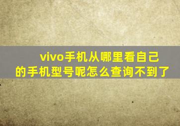 vivo手机从哪里看自己的手机型号呢怎么查询不到了