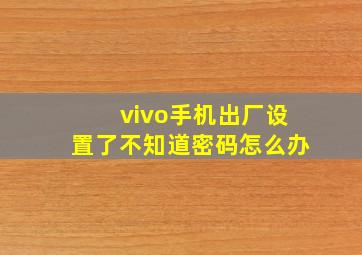 vivo手机出厂设置了不知道密码怎么办