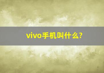 vivo手机叫什么?