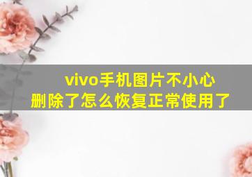 vivo手机图片不小心删除了怎么恢复正常使用了