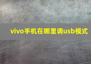 vivo手机在哪里调usb模式