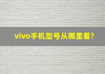 vivo手机型号从哪里看?