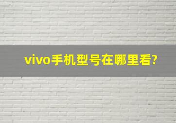 vivo手机型号在哪里看?