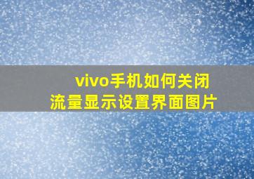 vivo手机如何关闭流量显示设置界面图片