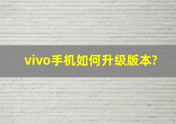 vivo手机如何升级版本?