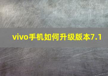 vivo手机如何升级版本7.1