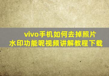 vivo手机如何去掉照片水印功能呢视频讲解教程下载