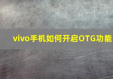 vivo手机如何开启OTG功能