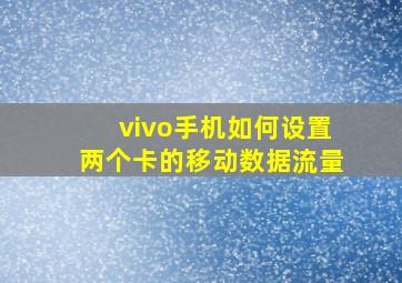 vivo手机如何设置两个卡的移动数据流量