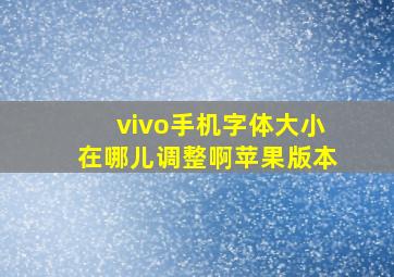 vivo手机字体大小在哪儿调整啊苹果版本