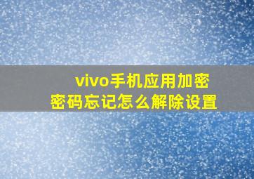 vivo手机应用加密密码忘记怎么解除设置