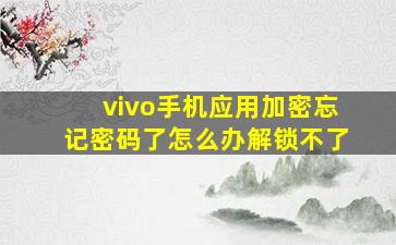 vivo手机应用加密忘记密码了怎么办解锁不了